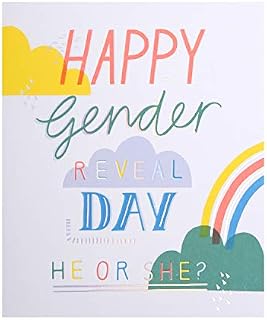 Gender Reveal Celebration Card from Hallmark - Contemporary Design with Neon Inks and Foil Details