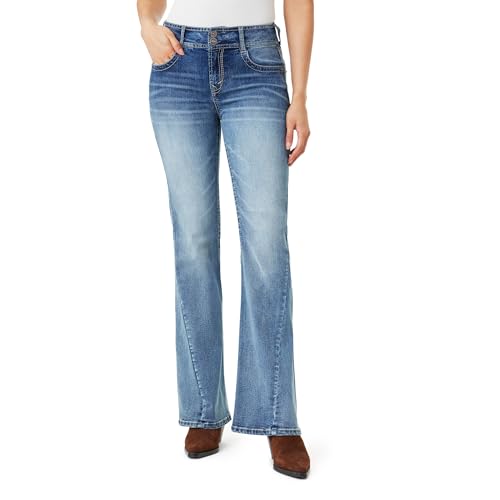 WallFlower Women's Flirty Curvy Flare High Rise Insta Stretch Juniors Jeans, Venus