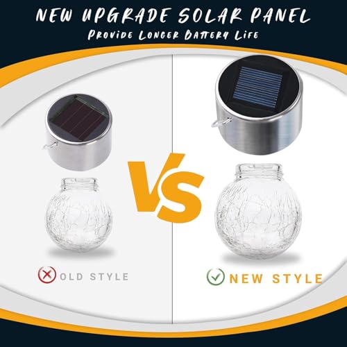 GIGALUMI Solar-Hängeleuchten für außen, 8 Stück Solar-Außenleuchten, rissiges Glas, Wasserdicht Solarleuchten für außen, Garten, Weihnachtsdeko, Hof, Zaun, Baum (warmweiß)