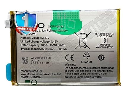 Image of THE BATTERY STORE Original B-W3 Battery for Vivo Y22 V2207, Y22S V2206 Battery with 1 Year Warranty **** (PPP173)