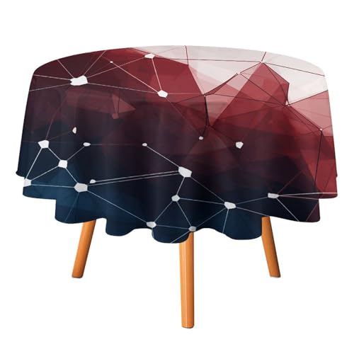 Nappe ronde lignes rouges de qualité supérieure 127x127 cm imperméable et lavable