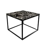 大理石調 センターテーブル 正方形 ブラウン 幅60×奥行60×高さ50cm ローテーブル リビングテーブル T-183-4-6060