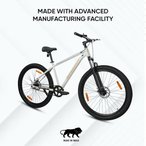 Image of ROADGIANT Squad BlackGold 27.5T | MTB | Steel Bicycle | Dual Disc Brakes | Single Speed | Front Suspension | Unisex|for All-Terrain Riding (Dull White)