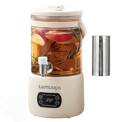 Lemuugo 3L Electric Kettle,Glass Teapot with Infuser,Health Pot with Strainer,Tea Maker for Soup, Porridge, Herbal Tea,Mulled Wine Pot Beverage,Temperature Control, for Home&Office