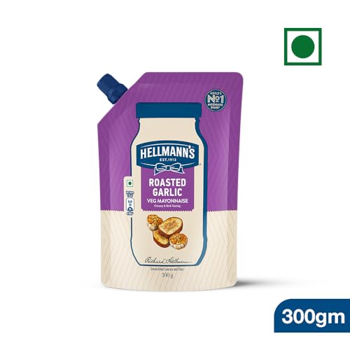 Image of HELLMANN'S, Roasted Garlic Mayo, 300g, for Delectable Sandwiches, with Creamy & Rich Taste, 100% Vegetarian, World's No.1 Mayonnaise Brand