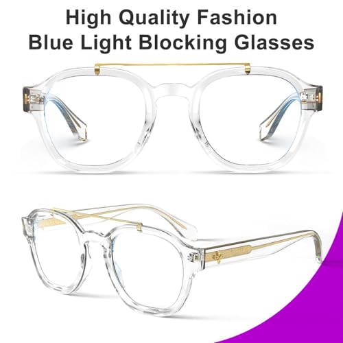 Image of VISOONE Retro Round Anti Eyestrain Metal Medium Eyewear Blue Light Blocking Glasses for Computer Gaming Women Man SANFORD