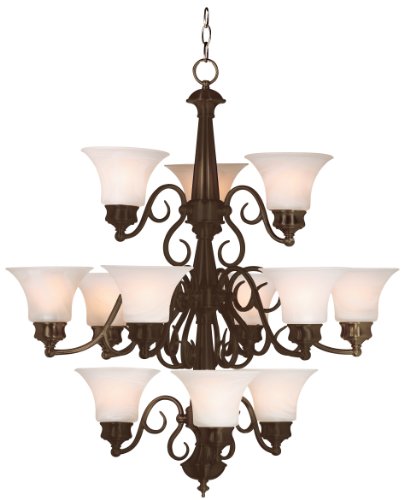 Kenroy Home 91408BBZ Wynwood 12 Light Chandelier, Burnished Bronze Finish