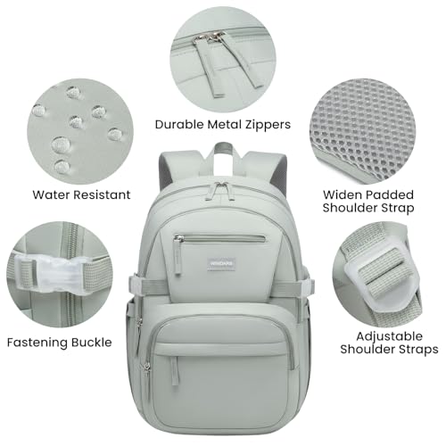 Image of WINDARS Backpack for School Girls, Cute High School Backpacks for Teens Women Student Large Bookbag 15.6 Inch Laptop Bag with USB Charger Port for College Work Travel Trip (Green)