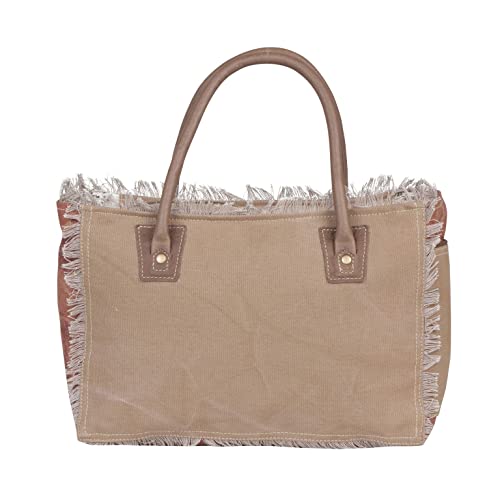 Myra Bag Western Upcycled Canvas Handbag for Women - Leather Shoulder Bag Ecru3