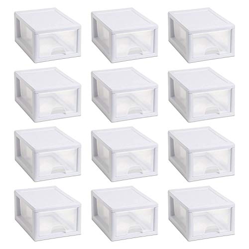 Sterilite Clear Plastic Stackable Small Drawer Storage System (12 Pack)