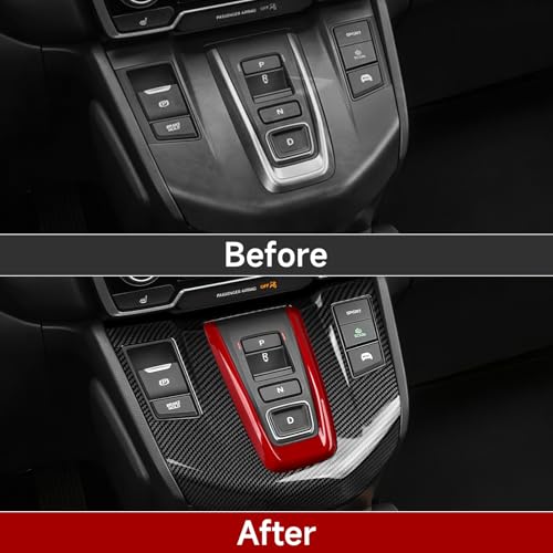 Image of Hybrid 2PCS Gear Shift Panel Decals for Honda CRV 2017 2018 2019 2020 2021 2022 Accessories CR-V ABS Carbon Fiber Interior Stickers