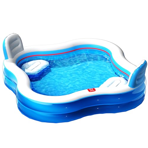 QPAU Inflatable Family Pool for Summer, Blue