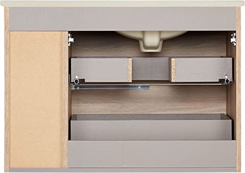 Signature Hardware 480823 Varina 32" Wall Mounted Single Vanity Set With Oak Cabinet, Ceramic Vanity Top, And Rectangular Integrated Ceramic Sink - Single Faucet Hole #TOP3