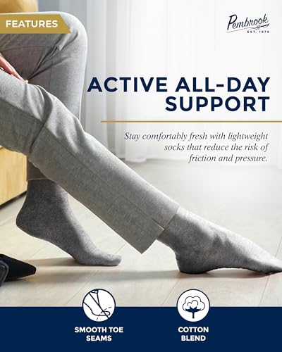 Image of Pembrook Light Compression Socks for Men - 6 Pairs | 8-15 mmHg Compression Socks for Airplane Travel | Circulaton Support