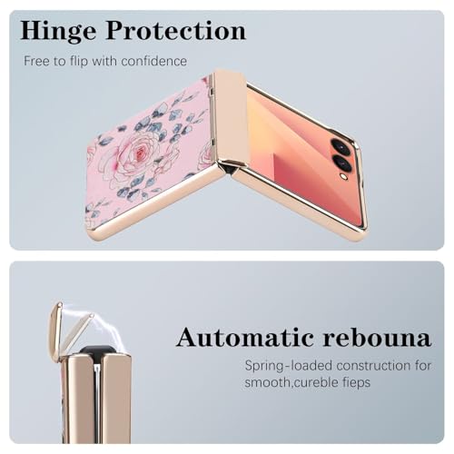 Funda para Samsung Galaxy Z Flip 7 con bisagra y protector de pantalla rosa 2