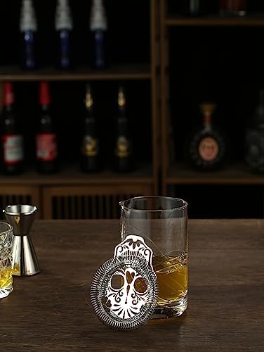 Stainless Steel Cocktail Strainer Hawthorne Strainer with Skull Design (Stainless Steel) - Thumbnail 3