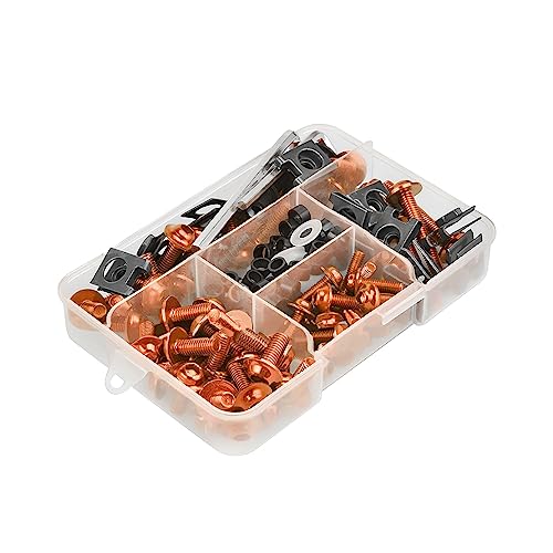 AICEL 177PCS M5 M6 Motorcycle Fairing Bolt Kit Aluminum Fasteners Orange