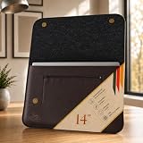 Centaur Custodia per computer portatile di alta qualità in vera pelle italiana e 100% feltro di lana, realizzata in Germania, elegante custodia con scomparto extra, custodia protettiva per notebook da