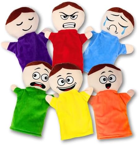 4E's Novelty Feeling Hand Puppets for Kids with 6 Emotions, with ...
