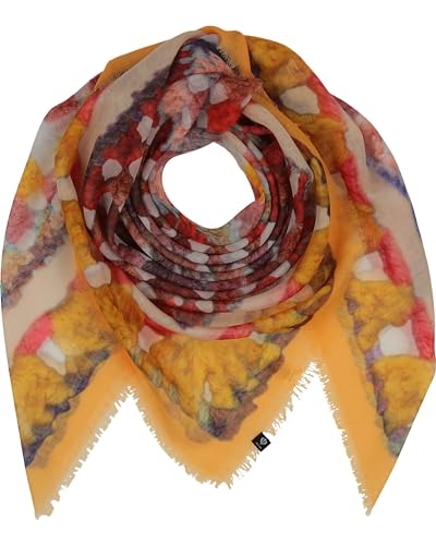 FRAAS Halstuch Damen - Tuch mit Patchwork-Design - 120 x 120 cm - leichter Polyester Schal Damen - Sustainability Edition Pineapple