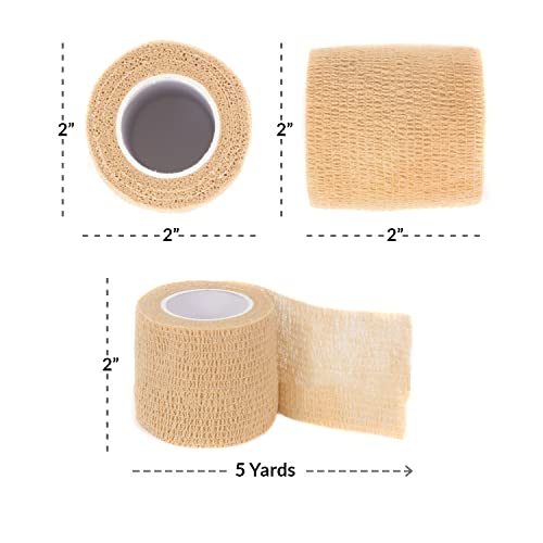 Image of Ever Ready First Aid Self Adherent Cohesive Wrap Bandages, 2 inch x 5 Yards for First Aid, Sprains, Swelling, Sports, Pets, Tan - 36 Count