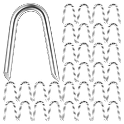 300 Stück Krampen U Nägel, U-Typ Stahlkrampen, Zaunklammern Krampen, Verzinkte U Nägel, Wand Krampen, U Klammer Nägel Befestigungsnägel für Netze, Maschendraht, Gewebte Zäune