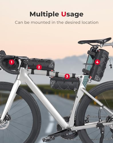 Image of KEMIMOTO Bike Handlebar Bag with Waterproof Rain Cover Front Bike Bag for Bicycles - Water-resistant Dual Zippers for Mountain Road Bike, Cycling Commuter Shoulder Bag Professional Bicycle Accessories