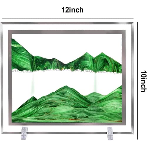 Image of NYRWANA Sand Art, Moving Sand Art,Sand Art Decor Picture Glass Liquid Wall Painting, 3d Deep Sea Sandscape Natural Landscape in Motion Display with Flowing Sand Frame for Home Decor, Diwali Gift Item, (12 inch, Green)