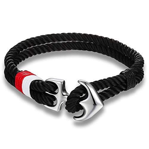 Bracelet en Cuir ou Corde pour Homme et Femme (Ancre Corde Noir)