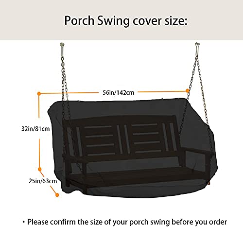 Boyspringg Porch Swing Cover, 56X32X25 Inch Hanging Patio Swing Cover For Outdoor Furniture, Outdoor Swing Cover Waterproof All Weather Protection( Black ) #TOP2