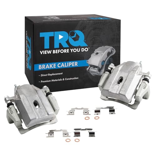 Image of TRQ Front Brake Caliper Set Brackets Hardware Zinc Coated Compatible with 2004-2009 Toyota Prius