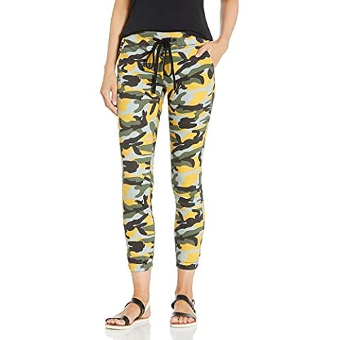 CG JEANS High Rise Army Jeans Joggers for Women Drawstring, Yellow Camo, Juniors 3 Cover