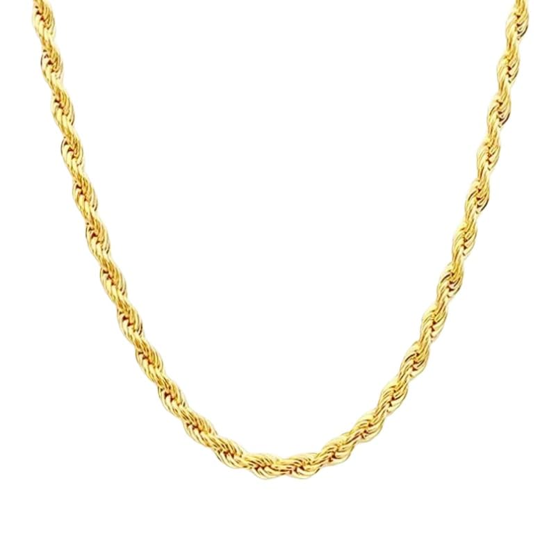 14K Solid Yellow Gold Rope Chain Necklace for Women and Men, 1.5mm,2mm,3.2mm and 4.2mm Thick, Durable Design in Lengths from 16 to 36 Inches