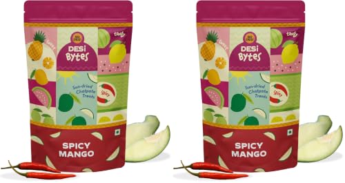 Image of GO DESi Spicy Mango Candy, 200g, Fruit Snacks, Mouth Freshener, Mango Bites, Dehydrated (Pack of 2)