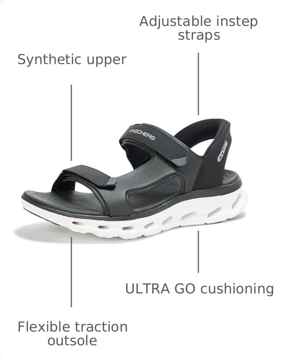 Image of Skechers mens Hands Free Slip-ins Go Walk Glide Step 2.0 Quarter Strap Sandal