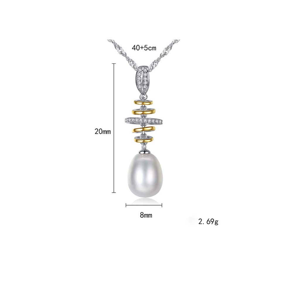 Nonnyl Collana di perle coltivate d'acqua dolce da 9-10 mm, in argento Sterling, gioielli raffinati, regalo per donne, mogli, fidanzate, madri, in argento Sterling, con perle