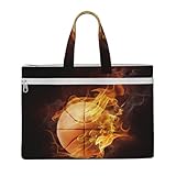Hnnkloy Feu de basket,Sac à documents en toile avec fermeture éclair, sac fourre-tout, porte-documents pour l'école et le bureau