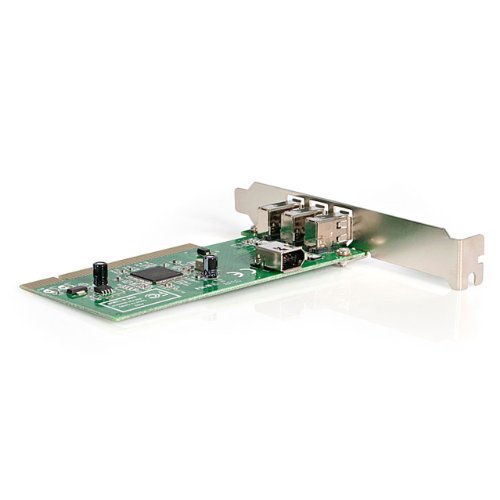 StarTech.com FireWire 1394a PCI - Adaptador con 4 puertos, 1 interno y 3 externos, Negro