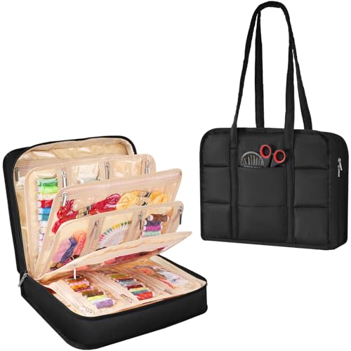 Hautton Sewing Craft Supplies Storage Tote, Large Capacity Organizer Bag