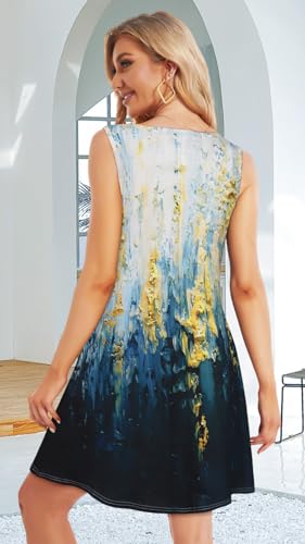 Image of Summer Dresses for Women Beach Boho Sleeveless Vintage Floral Flowy Pocket Tshirt Tank Sundresses 2026