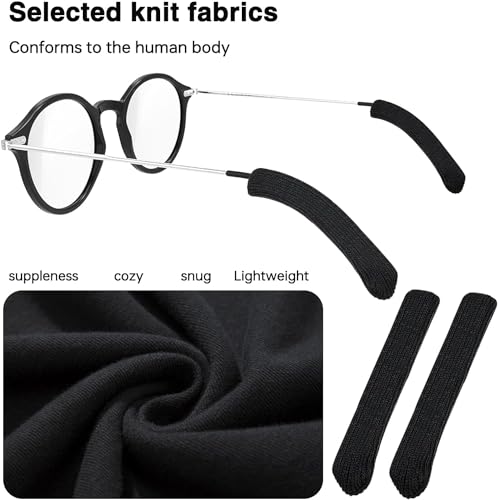 Taiyyi Ear Pads, 4 works of Glasses Temple Covers Nylon, Non-Slip, Comfortable for Reading Glasses Universal Fit (Black) - Image 3