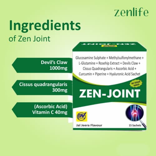 Image of ZEN-JOINT No Suggar added Sachet for Pain Relif (Jal Jeera Flavor) 15 Sachets - 10 gm