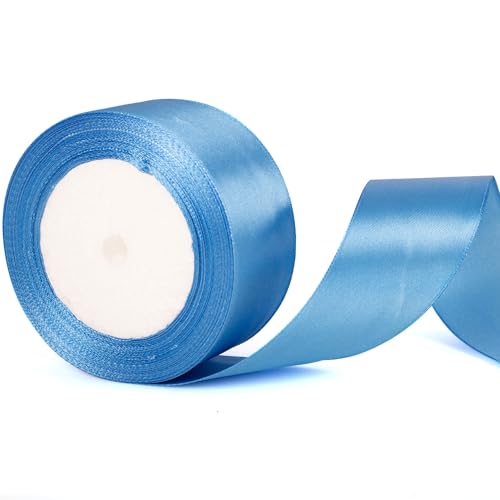 Ruban épais bleu azur de 40 mm de large pour emballage cadeau, 22 m, rubans épais bleu lac, ruban en satin pour emballage cadeau, Noël, fleuriste, bouquet, gâteau, nœud de cheveux, décoration
