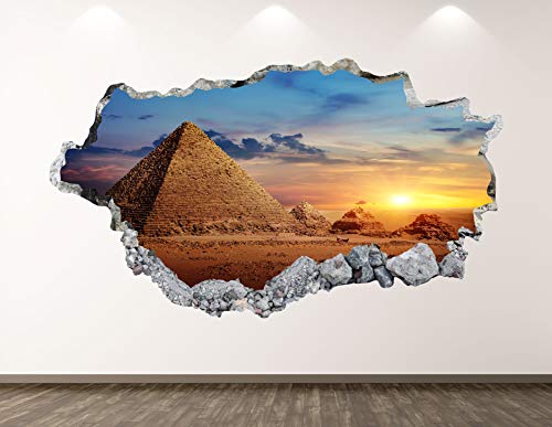 Vinilo decorativo pirámides Egipto atardecer 3D 70x40 pulg miniatura 1