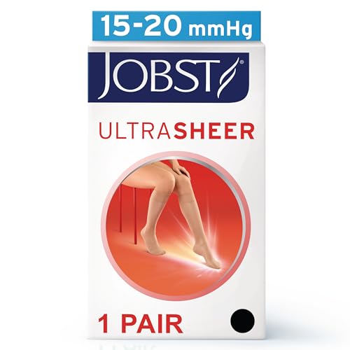 Image of JOBST UltraSheer Knee-High 15-20 mmHg Open Toe Compression Stockings for Women, Medical Compression For Varicose and Spider Veins, Helps Prevent Swelling