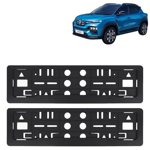 Image of KINGSWAY Kiger Car Number Plate Frames for All 2021 Onwards Models of Renault Car Registration Plate Holders, Black Licence Plate Covers (Front and Rear), Universal Size 51.5 x 14.5 cm