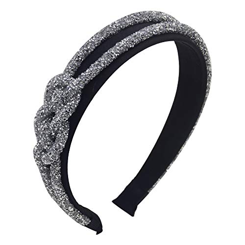 1Pcs Headbands for Women Rhinestone Diamond Twist Knot Vintage Hairband Wide Headbands Turban Headbands Hair Accessories for Women and Girls,Sliver