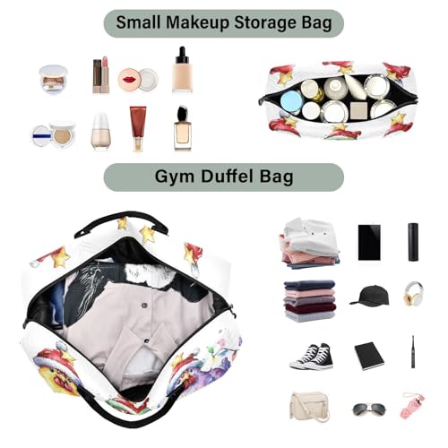 Large Travel Duffel Bag, Christmas Chicken Colorful Sport Tote Gym Bag, Shoulder Weekender Overnight Bag for Women Men, Carry On Luggage with Toiletry Bag4