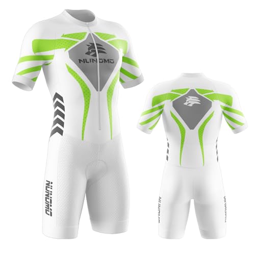 Tuta Intera da Triathlon da Uomo, Leggera, Traspirante, a Maniche Corte, per YriathlonTuta da Triathlon a Maniche Corte da Uomo, MTB Body Trisuit Cycling Skinsuit with Gel Pad (TYPE-2,M)
