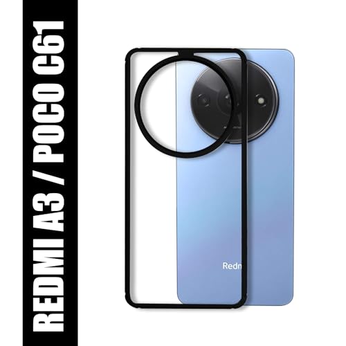 Image of AIBEX Crystal Clear Back Case Compatible with Poco C61 / Xiaomi Redmi A3 2024 Back Cover Case | 360 Degree Protection | Shock Proof Design | Transparent Back Cover (PC & TPU, Black Bumper)